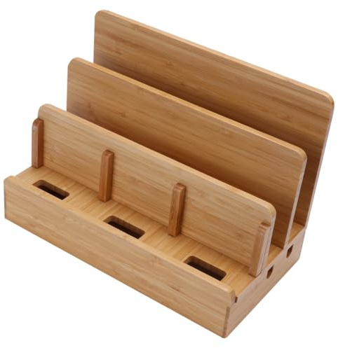 Yardenfun Multifunktionale Bambus Ladestation mit Kabelmanagement Organizer und Handyhalter für Smartphones Tablets und Mehrere Geräte Langlebig und Platzsparend für Zuhause und Büro