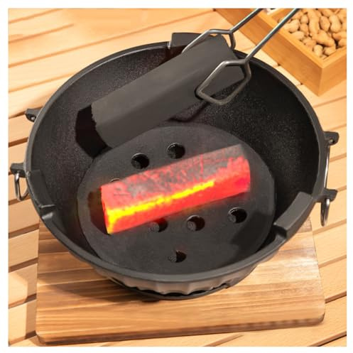 Barbecue a Carbone in Ghisa Barbecue Portatile da Esterno con Griglia E Base in Legno Braciere Riscaldabile Adatto for Picnic/riunioni Griglia Multifunzionale