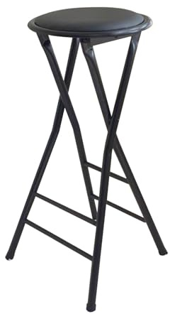Sgabello da bar pieghevole imbottito in PU portatile alto sedia regolabile in altezza sgabello da bar per campeggio all'aperto cucina caffè nero 70 cm 28 pollici 1 pezzo