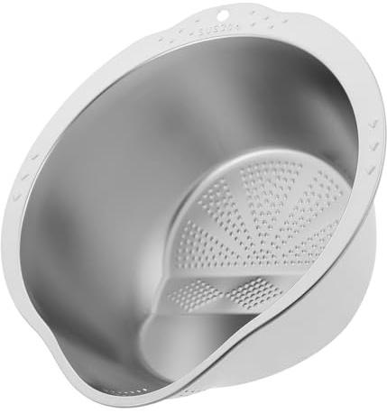 DOITOOL Cesta de Escurrido de Acero Inoxidable 304 Colador de Malla para Lavar Verduras y Frutas Cesta para Escurrir Arroz Base Antideslizante Utensilio de Cocina Versátil