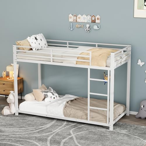 VIEKOS Kinderbetten 90 * 200, Etagenbetten, Eisenbetten, Eisenetagenbetten in klassischer Form, Weiß