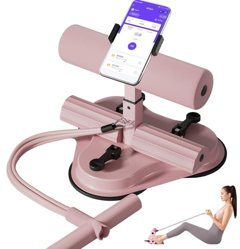 Zenselect Portable Sit Up Bar, Self-Suction Sit Up Aid, Situp Training Device with Drie Suction Cup, Sit-Ups Assistant Device with Mobile Phone Holder for Home Gym