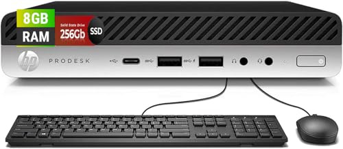 HP ProDesk 600 G3 Mini PC Ordinateur de Bureau, Intel Pentium G4560T, 8 Go RAM, SSD 256 Go, Bluetooth, Clavier QWERTY, Souris, USB WiFi, Windows 11 Pro (reconditionné)