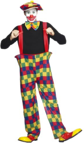 Clown Woman Costume Multicolored with Pants Hat and Bow Tie