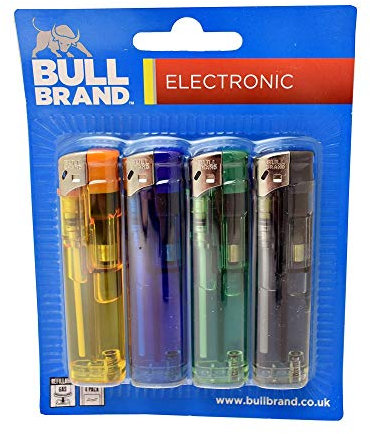 Bull Brand Electronic Slim Smart Maxi Size Refillable Lighters Pack of 4