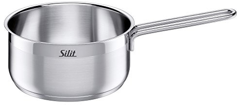 Silit Marino Stielkasserolle 16cm ohne Deckel, Kochtopf klein 1,5l, Milchtopf Induktion, Edelstahl poliert, unbeschichtet, backofengeeignet