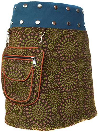 Little Kathmandu - Falda de diseño floral con bolsillo extraíble y broches de presión, falda de algodón reversible I Talla única