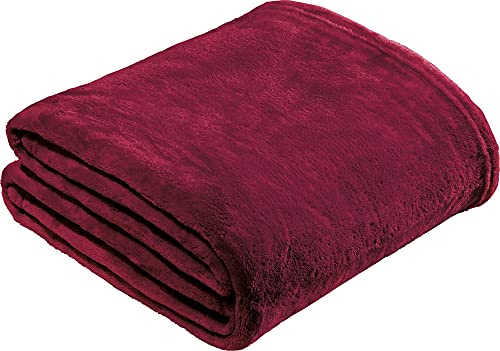 REDBEST Microfaserdecke Amarillo, Fleece-Wohndecke, Sofadecke Bordeaux Größe 130x180 cm - kuscheliger Teddyfleece, extra weich warm, pflegeleicht, waschbar