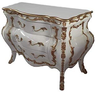 Luis XIV antiguo. Louises Rokoko - Cómoda de estilo barroco (115 cm de ancho), color blanco y dorado