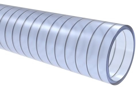 Saugschlauch Transparent - PVC Spiralschlauch | Förder-, Pumpen- & Druckschlauch | Lebensmittel Schlauch | Meterware | 38 mm (1 1/2“)