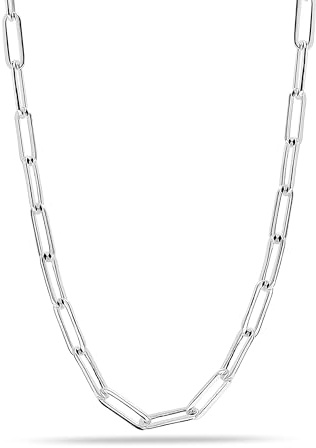 LeCalla 925 Sterling Silver Italian Paperclip Chain Necklace for Teen Women and Men (18, 20, 24, 36 Inches)