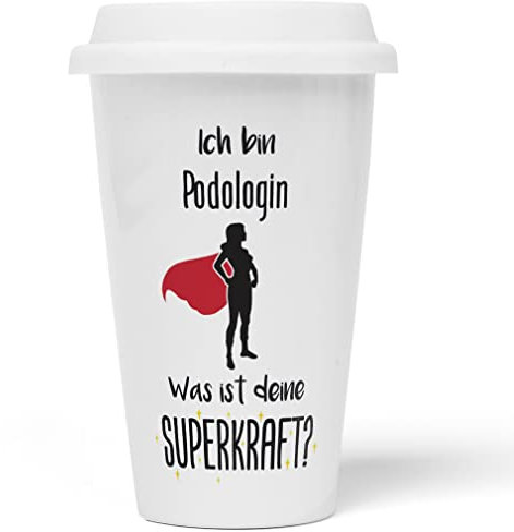 JUNIWORDS To-Go Becher mit Deckel, Ich bin Podologin. Was ist deine Superkraft? (5943945)
