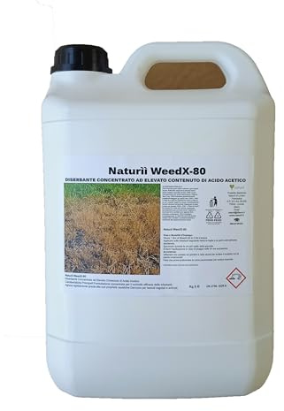 Naturìì WeedX-80 - Erbicida totale Concentrato ad Elevato Contenuto di Acido Acetico per il Controllo Efficace delle Infestanti - 5 kg