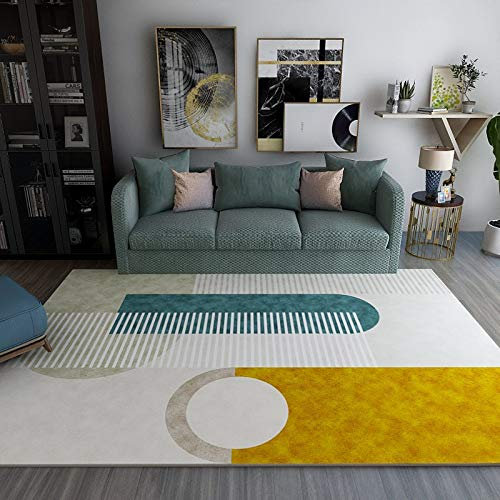 Teppich Gelbe Geometrie Flauschig Kurzflor,Mikrofaser Super Weich,Anti-Rutsch,Waschbar,Teppich Webteppich Für Wohnzimmer,Flur,Schlafzimmer Teppichläufer 120X160Cm