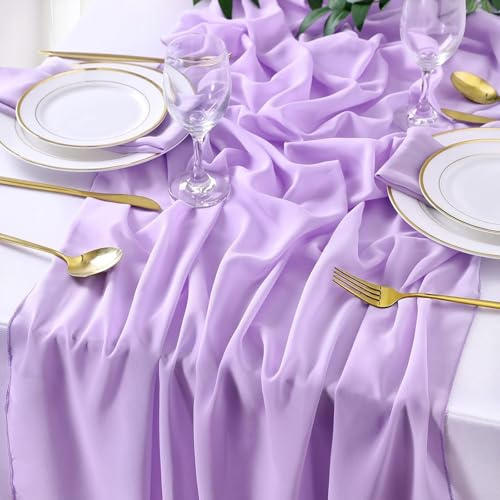 Lila Tischläufer Chiffon Dünner Tischläufer 70x300 cm für Hochzeit Party | Tischläufer Tischdeko für Hochzeiten Outdoor Küchendekor