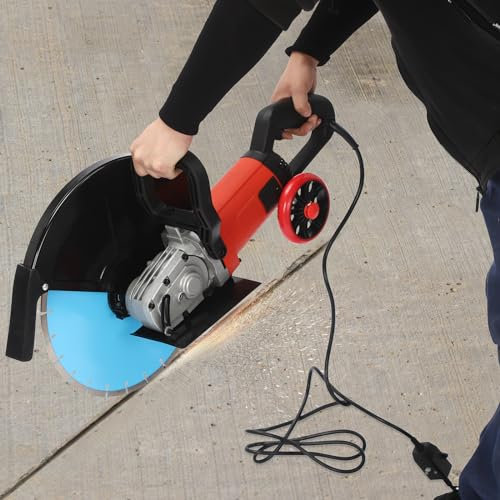 4000W Elektrische Betonsäge 3000RPM Wandschlitzmaschine Ziegel Betonschneider von Stein/Beton Rollende Einzelstück Schlitzmaschine, mit 35cm Sägeblatt, 135mm Max.Schnitttiefe