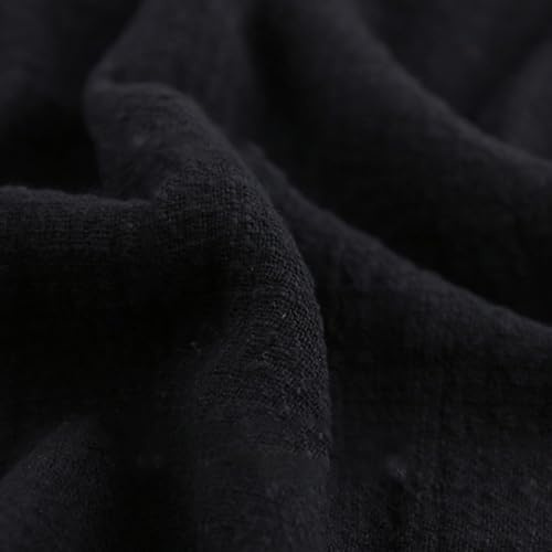 Anevous 300cm x 130cm Baumwolle Musselin Stoff, Gauze Dekostoff Meterware, Weich Einfarbige Baumwollstoff, Stoffe zum Nähen für DIY Bekleidung Basteln Vorhang Schal Heimdekoration,Schwarz