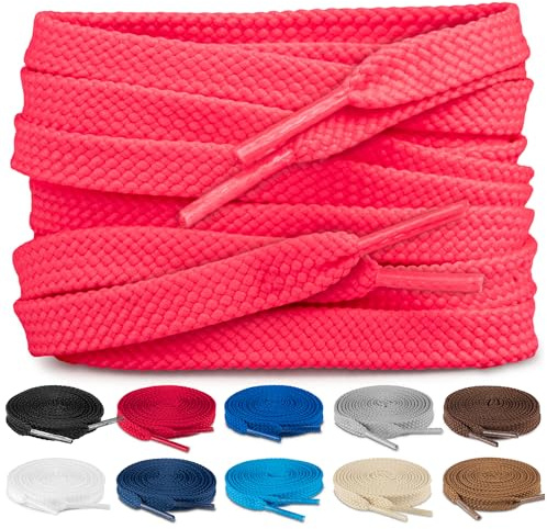 TULMERO SULPO 2 par skosnören platta 8 mm för skor, lila rosa, 120 cm - 2 Paare