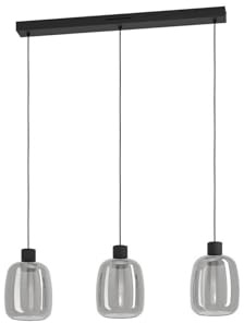 EGLO connect.z Smart-Home LED Pendelleuchte Molochio-Z, Hängelampe | 3-flammig aus schwarzem Metall und Rauchglas, ZigBee, App und Sprachsteuerung Alexa, warmweiß-kaltweiß, RGB, dimmbar