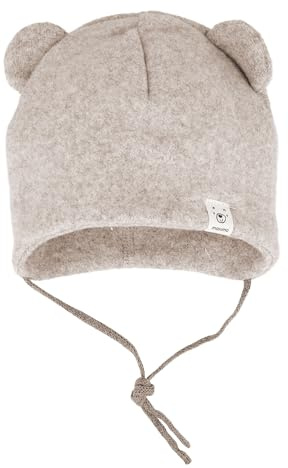 maximo GOTS Baby-Mütze,Baumwollfleece Öhrchen, Bindeband, doppelt Made in Germany Baumwollfleece