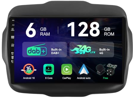 [6G+128G | Incorporato DAB+ 4G] - MSD 9 Pollice Autoradio Per Jeep Renegade (2015-2018) | Android 15 GPS Navi | Carplay Android Auto Volant Dual-Band WiFi DSP Bluetooth | Camera MIC | Octa-Core 2 Din