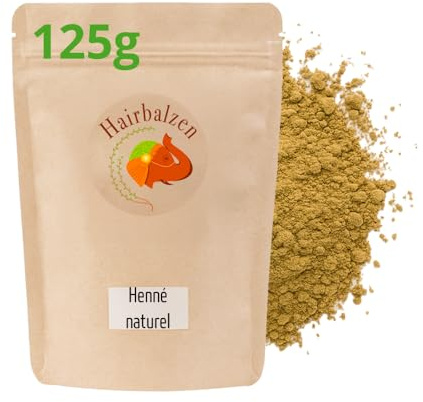 Henna Natural Puro Rajasthan (Lawsonia Inermis), 125 g, color vegetal para el cabello, polvo de henna tintoral, rojo, cobre y caoba, cubre cabello blanco, 100% natural, sin PPD, Bretaña Francia