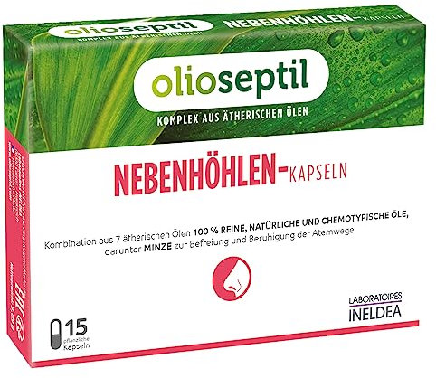 OLIOSEPTIL - Sinus - Complexe de Romarin, Niaouli, Menthe, Citron, Girofle, Ravintsara - Gélules Végétales L-Vcaps® - Assainit les voies respiratoires - Dès 15 Ans - 15 Gélules