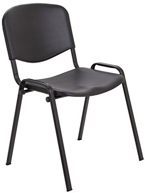 Office Hippo Heavy Duty Canteen Chair, Versatile & Robust Stackable Wipe Clean Chair With Strong Frame & Hygienic Seat, Up To 115kg Weight, Hard Wearing, 5 Year Frame Guarantee - Black, Single