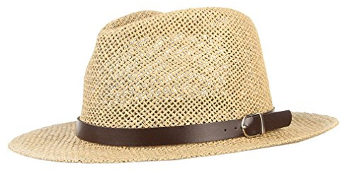 GEMVIE Chapeau De Paille Homme Jardinier Fedora Et Triby Été Chapeau De Plage Anti Soleil Loisir Tour De Tête 58cm (Original)
