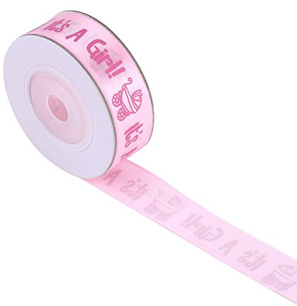10 Yards Baby Shower Ribbon Es ist ein junge Mädchen Grosgrain Satin Organza Sheer Fabric Ribbon Spool für Baby Birth Party Gefälligkeiten Verpackung besondere Anlässe Dekorationen Lieferungen(Pink )