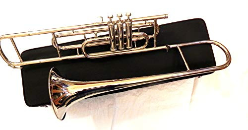Brass-India Tenorposaune mit 3 Ventilen, silberfarben, für Trompeten, Crossoverspieler, mit Design-Cardigan