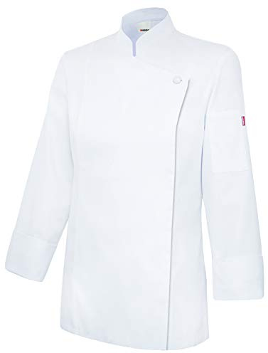 Velilla 405203TC Veste de cuisine pour femme avec fermeture éclair Blanc Taille 36