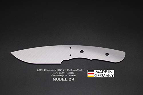Rohling Messer Model 29 / 260mm Poliert / Legierter Stahl Klingenrohling Jagdmesser