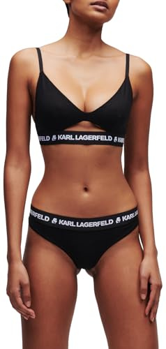 KARL LAGERFELD Women Peephole Logo Bra Black XL
