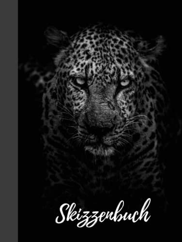 Skizzenbuch gebunden blanko: Notizbuch mit Leoparden Design Groß, 8.5x11, 120 Seiten, zum Zeichnen, Taschenbuch für Frauen, Männer und Kinder