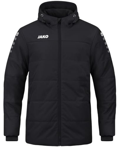 JAKO Kinder Coachjacke Team mit Kapuze, Schwarz, 164