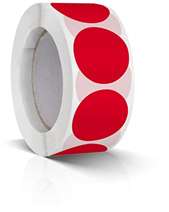 Meitaat Red Round Dot Stickers 25mm Coloured Circle Labels 500 Pcs | Waterproof Vinyl, Self-Adhesive, Strong adhesive, Removable Sticky Dots, Colour Coding Labels, Office School Home & Inventory