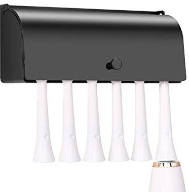 Zahnbürstenhalter, 304 Edelstahl Staubdicht an der Wand Selbstklebende Zahnbürste Aufbewahrung Organizer Stand Rack(Schwarz, 6 Schlitzen)