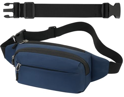 Sac Banane Taille Homme Femme Ville Sacs Banane Unisexe avec Ceinture allongée de 30 cm et Poches à 4 Fermetures à glissière pour la randonnée d'entraînement en Plein air