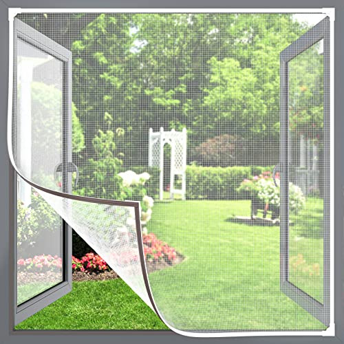 Fly Screens for Windows, White Magnetic Window Fly Screen Insect Mesh Max Size 110x130 cm, Window Nets Insects to Keep Bugs Out, Easy Installation