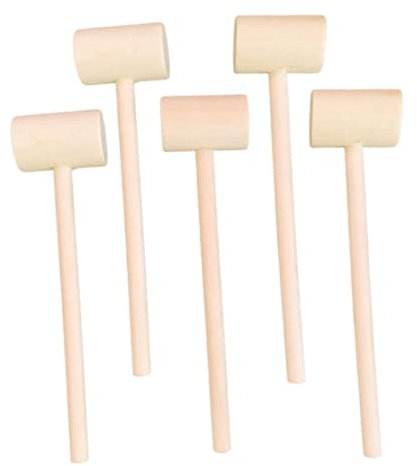 Wooden Hammer, Lobster Mallet,Crab Mallet Mini Wooden Hammer Seafood Shell Cracker Kids Toy Craft Tool Flat Head 5PCS Crab Hammer