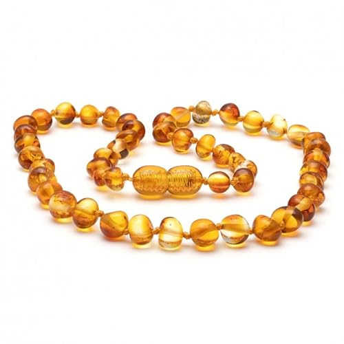 Amber Seven Premium Bernsteinkette | Rohbernsteinkette | 13 Farben | 3 Größen | Höchste Qualität | Baltischer Bernstein | Choker Halskette | Bernsteinschmuck (38 cm, Honey)