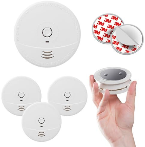 EVACUATE - Lot De 4 Détecteurs De Fumée NF - Supports Aimantés Fixation