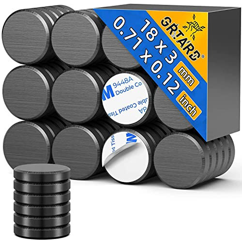 Grtard 20 Pack Ceramic Magnets for Crafts, Small Round Disc Crafts Magnets with Adhesive Backing, Flat Circle Ferrite Industrial Magnet for Craft, DIY, Science, Hobbies, Project, 0.71inch x 0.12inch