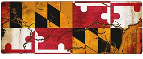 Mauspad mit Maryland-Flagge aus Holz, rutschfeste Gummiunterseite, genähte Kanten, für Gaming, Büro, Computer, PC, Damen und Herren, 30 x 80 cm