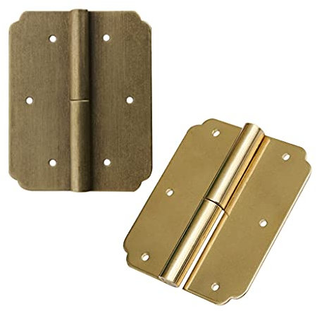 Retro-Türscharniere, Scharniere, Türscharniere, 2 Stück, goldene Scharniere + Schrauben, dekorative Eisenscharniere, Vintage-Holz-Schmuckschatulle, Weinkiste, Möbelzubehör (Größe: links 5 cm) (Size :