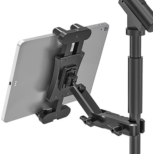 Jubor Support Tablette de Microphone, Pieds de Micro Musique Pivotant à 360°, Support de Tablette et Téléphone pour iPad, iPad Pro, iPad Mini, iPad Air 4,7-13,5 Pouces Tablette Téléphone