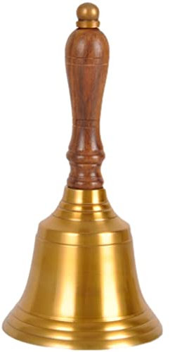 Messing-Handglocke, Hochzeitsglocken, handgefertigte Tischglocke aus Messing for Gerichte, Menschen mit Behinderungen Machen auf Sich aufmerksam, Rufglocke (Farbe: Gold, Größe: 17 x 8,4 cm)