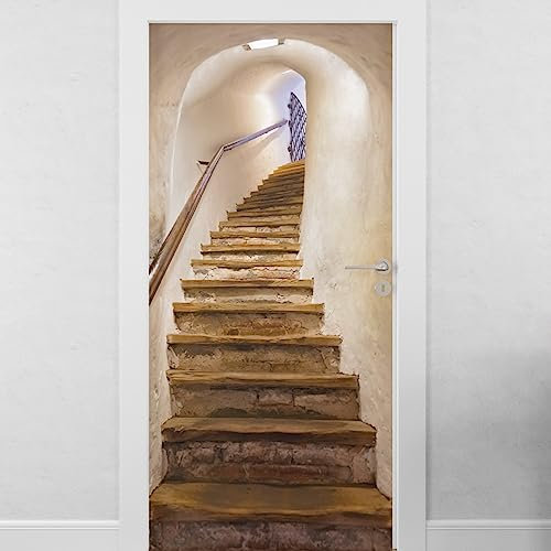 Sticker Trompe l'Oeil pour Porte et Mural - Décoration Escaliers - Autocollant avec Poster (73x205 cm)