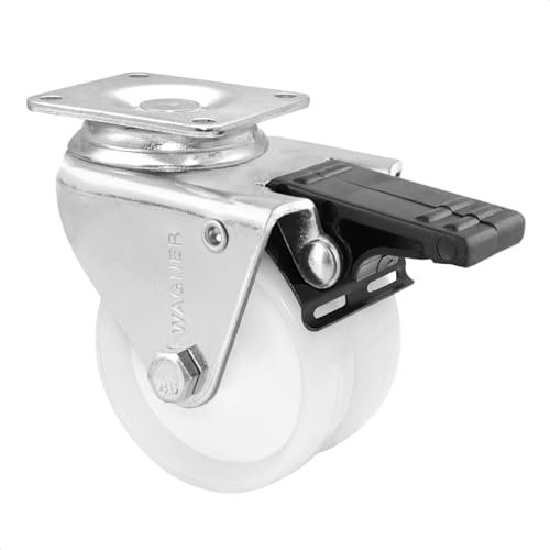 WAGNER 03327701 - Rueda doble (diámetro: 75 mm, altura de 100 mm, acero galvanizado, freno, placa atornillable de 60 x 75 mm, capacidad de carga 100 kg)